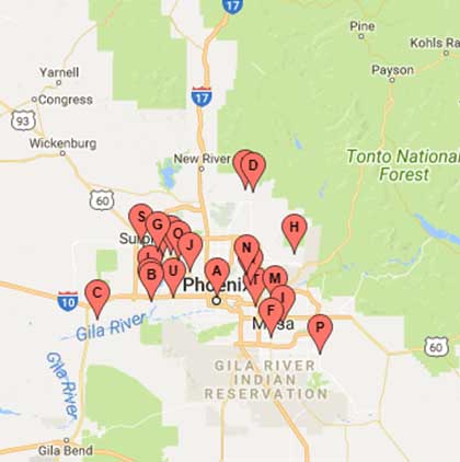 phoenix service area map